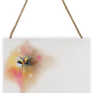 Alison McIlkenny (Bumblebee Pink) Wooden Block: 20 x 20cm, Wood Prints Blocks