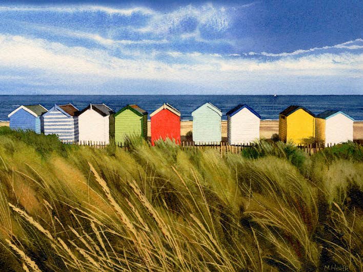 Margaret Heath (Beach Huts, Southwold) WDC40975: 60 x 80cm, Canvas Large