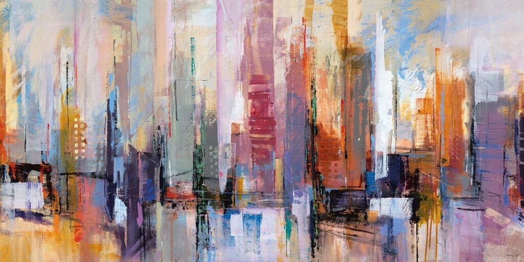Joanne Last (City Skyline II) Canvas: Canvas 50 x 100cm