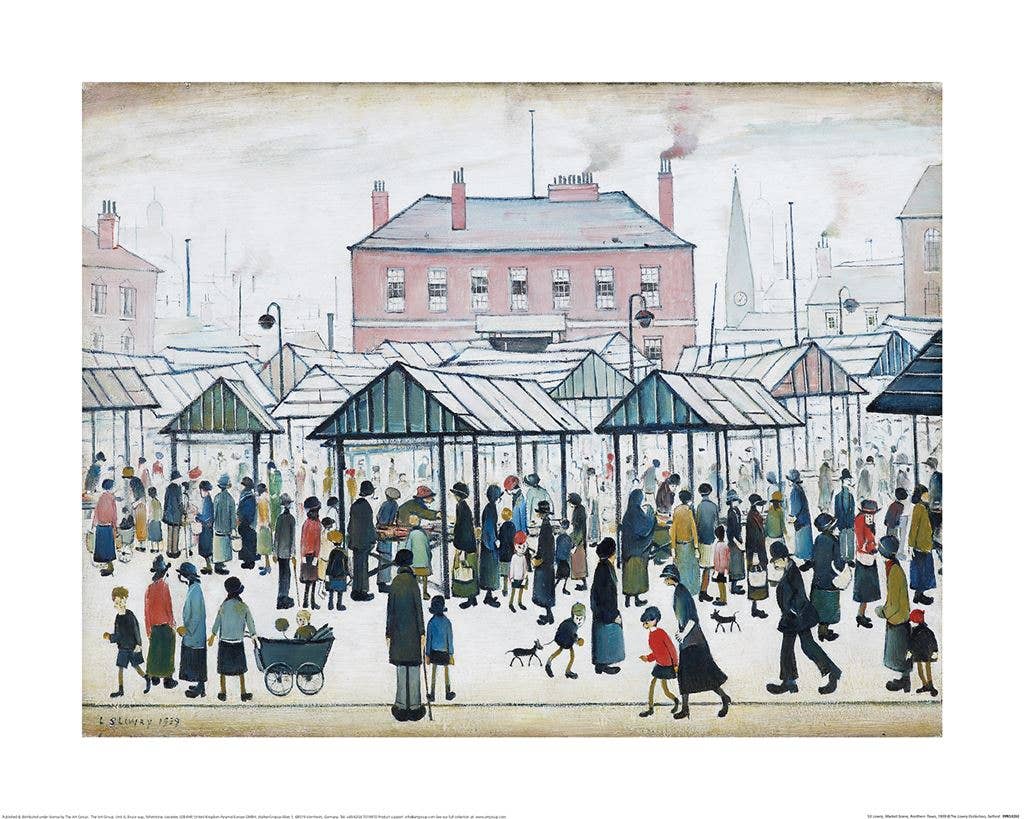 L.S. Lowry (Market Scene, Northern Town, 1939) PPR53282: 40 x 50cm